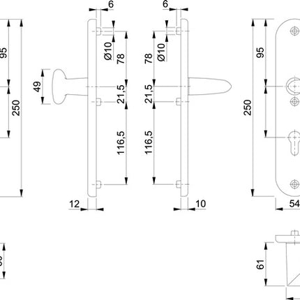 HOPPE Mueble de seguridad Estocolmo 76G/3331/3410/1140 Aluminio F1 ( 3000209124 )