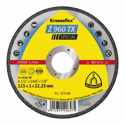 Disco da taglio KLINGSPOR Z 960 TX D125x1mm diritto ( 4000841022 )