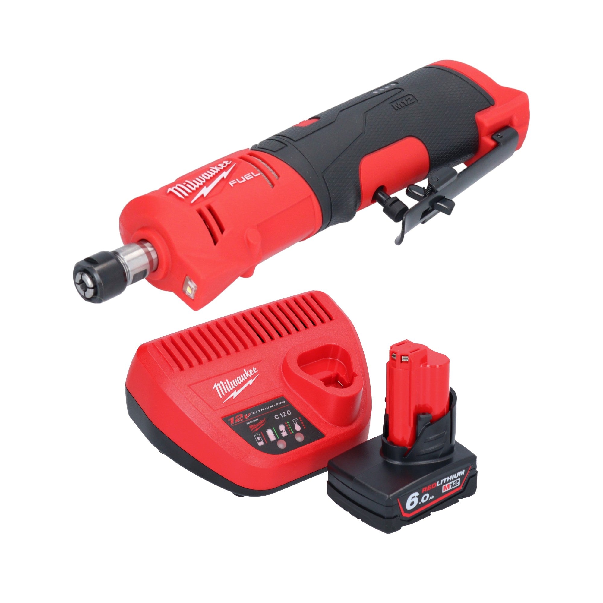 Milwaukee M12 FDGS 601 Akku Geradschleifer 12 V 6 8 mm Brushless 1x Akku 6 0 Ah Ladegeraet 0 - toolbrothers