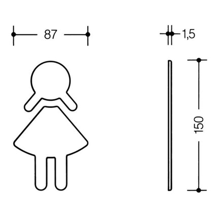 HEWI Symbol Frau 710XA.150.2 Edelstahl Farb-Nr. XA ( 3000206436 )