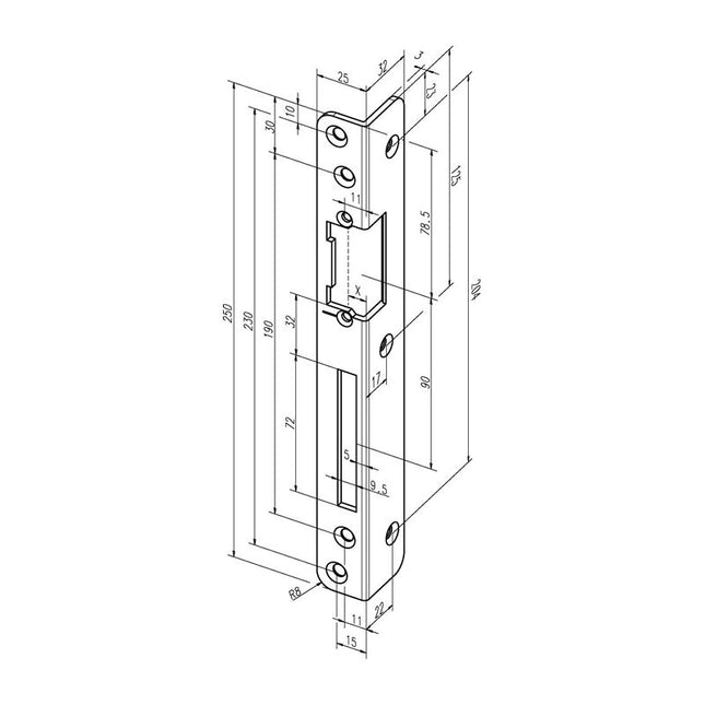 Frontale angolare di sicurezza ASSA ABLOY 069 Spessore 3 mm ( 3324034072 )