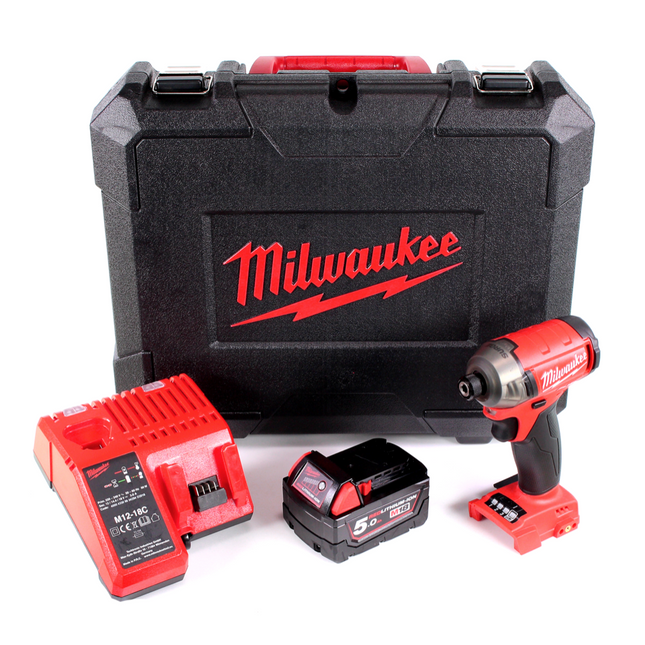 Milwaukee M18 FQID 501C 18 V 1/4" Brushless Li-Ion Akku Schlagschrauber SURGE  im Werkzeugkoffer + 1x M18 B5 5,0 Ah Akku + M12-18C Ladegerät - Toolbrothers