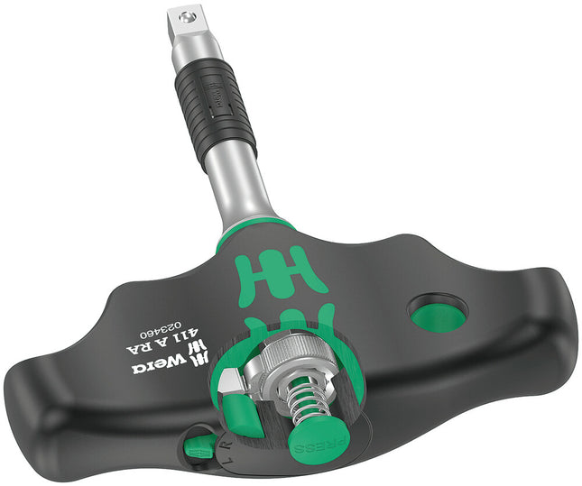 WERA Lever-action reversible ratchet 411 A RA Cross-handle 1/4 ″ Teeth 80 ( 4000822452 )
