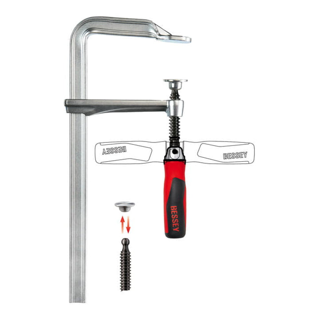 Abrazadera de tornillo BESSEY totalmente de acero GZ-KG Ancho de sujeción 250 mm Proyección 120 mm ( 4000831651 )