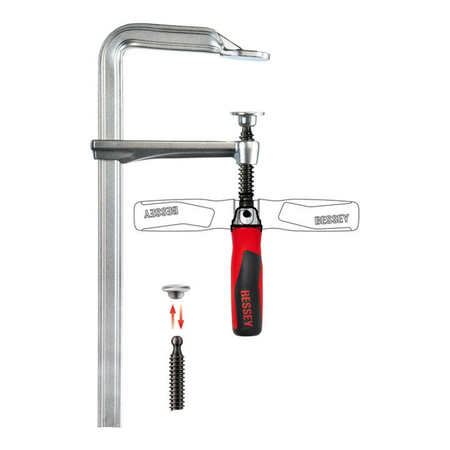 Abrazadera de tornillo BESSEY totalmente de acero GZ-KG Ancho de sujeción 400 mm Proyección 120 mm ( 4000831653 )