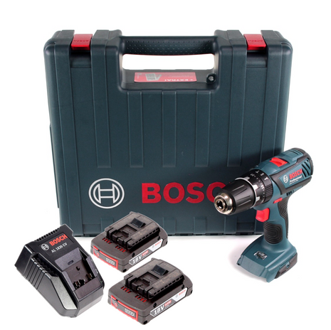 Bosch GSB 18-2-Li Plus Schlagbohrschrauber Professional 18 V im Koffer + 2x GBA 2,0 Ah + Bosch AL 1820 CV Schnellladegerät - Toolbrothers