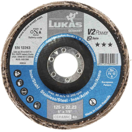 Disco de láminas LUKAS V2 POWER CER Ø 125 mm granulometría 40 plana ( 4000840349 )