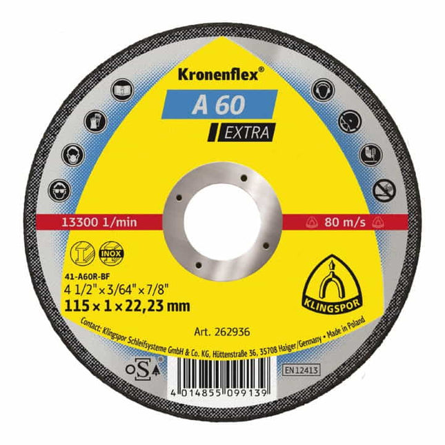 Disco de corte KLINGSPOR A 60 Extra D125x1mm recto ( 4000841305 )