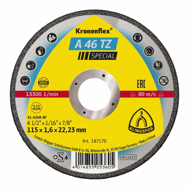 KLINGSPOR cutting disc A 46 TZ Special D115x1.6mm straight ( 4000841482 )