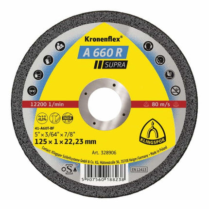 Disco de corte KLINGSPOR A 660 R Supra D125x1mm recto ( 4000843412 )