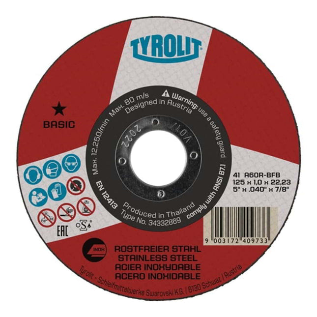 Disco de corte TYROLIT BASIC D125x1mm recto ( 4000845536 )