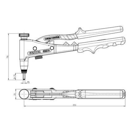 GESIPA Riveteuse manuelle d'écrous aveugles GBM10 L. tot. 260 mm poids 0,6 kg course 7 mm ( 8000303348 )