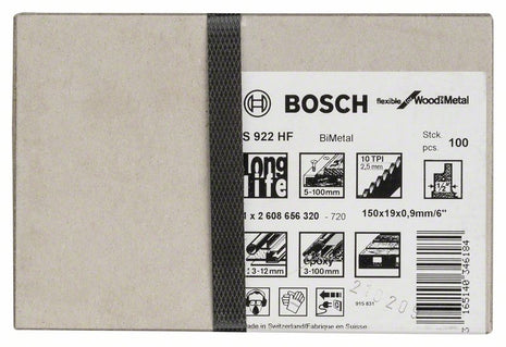 BOSCH Reciprocating saw blade S 922 HF Length 150 mm Width 19 mm ( 8000343752 )