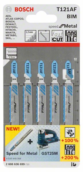 Brzeszczot do wyrzynarki BOSCH T 121 AF długość całkowita 92 mm ( 8000345980 )