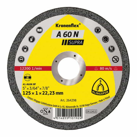 KLINGSPOR cutting disc A 60 N Supra D115x1mm straight ( 8000353804 )