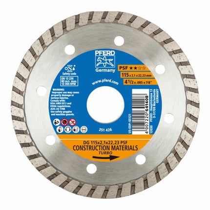 PFERD diamond cutting disc DG PSF Ø 125 mm bore 22.23 mm ( 8000429386 )