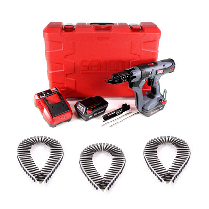SENCO DS 5550 18V DuraSpin Magazin Schrauber ( 7W2001N ) mit 2x 3,0 Ah Akkus, Ladegerät und 1000x Teks Feingewinde Schrauben 3,5x35 - Toolbrothers