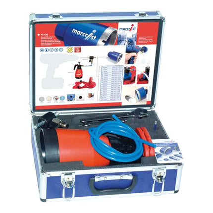 Marcrist PG850-Starter Fliesenleger Set mit PG850 Fliesenbohrkrone 6 mm + Wasserdruckflasche + Universal-Anbohrhilfe ( 490.001.004 ) + Koffer