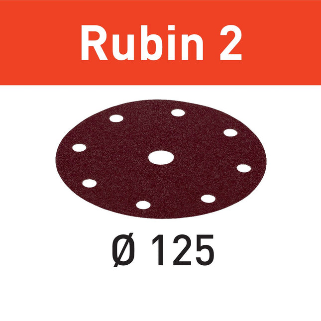 Disco abrasivo Festool STF D125/8 P120 RU2/50 Ruby 2 (499097) para RO 125, ES 125, ETS 125, ETSC 125, ES-ETS 125, ES-ETSC 125, ETS EC 125, LEX 125