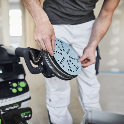 Disco de lijado Festool STF D225/128 P120 GR/5 granate (205666) para lijadoras de cuello largo PLANEX LHS 2 225 EQ(I), PLANEX 225 EQ, PLANEX LHS-E 225 easy, PLANEX LHS 2-M 225 EQ