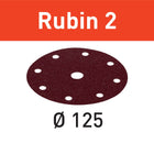 Festool STF D125/8 P150 RU2/10 disque abrasif Ruby 2 (499106) pour RO 125, ES 125, ETS 125, ETSC 125, ES-ETS 125, ES-ETSC 125, ETS EC 125, LEX 125