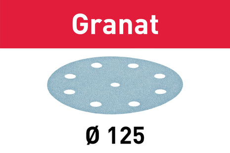 Festool STF D125/8 P60 GR/10 disque abrasif grenat (497146) pour RO 125, ES 125, ETS 125, ETSC 125, ES-ETS 125, ES-ETSC 125, ETS EC 125, LEX 125