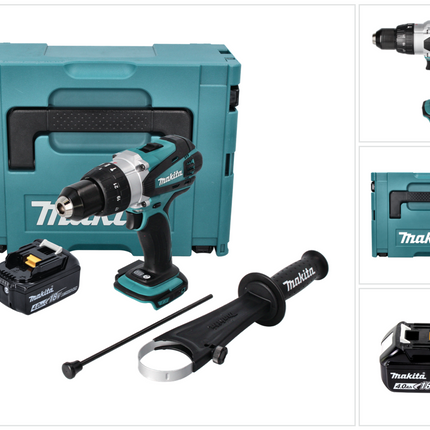 Taladro de percusión sin cable Makita DHP 458 M1J 18 V 91 Nm + 1x batería recargable 4,0 Ah + Makpac - sin cargador