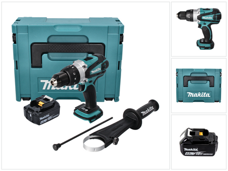 Makita DHP 458 M1J Perceuse-visseuse à percussion sans fil 18 V 91 Nm + 1x batterie 4,0 Ah + Makpac - sans chargeur