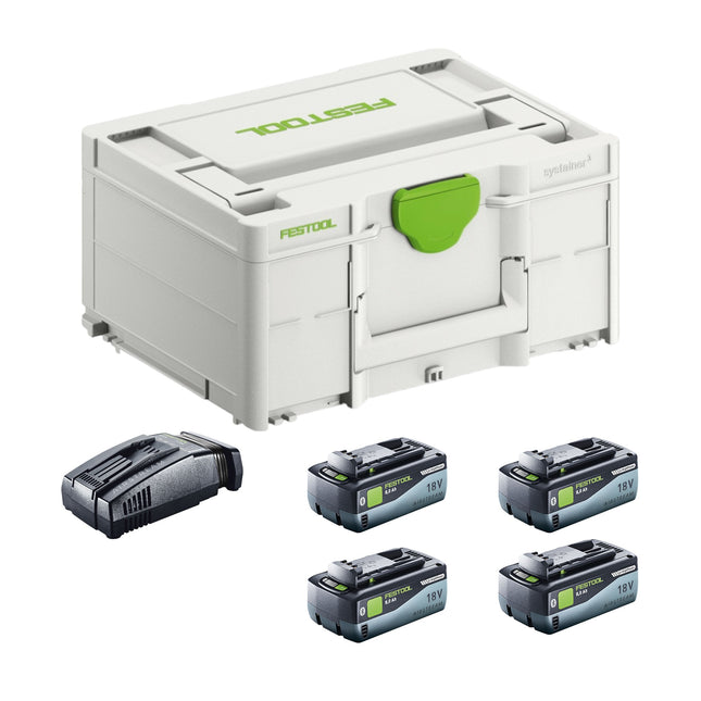 Festool SYS 18V 4x8,0/SCA16 Energy Set 4x battery 18 V 8,0 Ah ( 4x 577323 ) + charger ( 576953 ) + Systainer