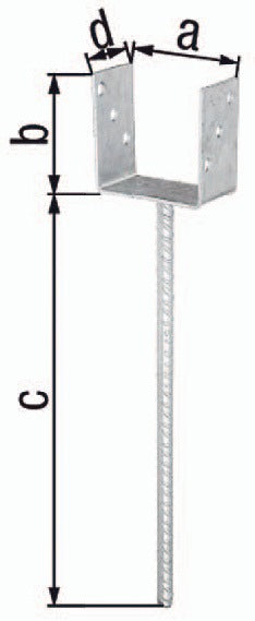 GAH Supporto per montante a U ETA-10/0210 101x100x400x60mm ( 3000200712 )