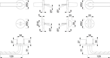 Zestaw aluminiowych róż F1 HOPPE Hamburg 1700 / 42KB/42KBS ( 3000203128 )