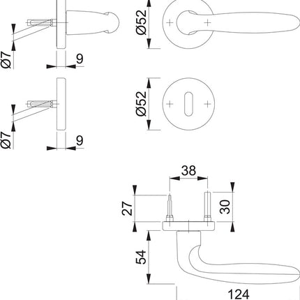 Juego de rosas HOPPE Verona 1510 / 42KB/42KBS Aluminio F1 ( 3000203132 )