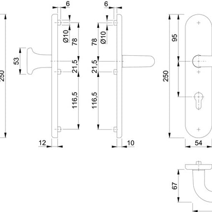 HOPPE Security furniture Paris 86G/3331/3310/138 Aluminium F1 ( 3000209105 )