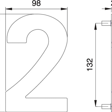 EDI house number digit 2 stainless steel matt ( 3000261317 )