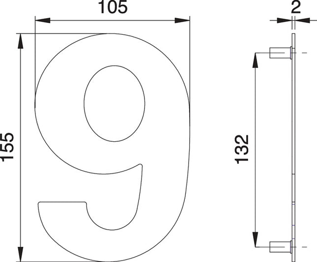 Numero civico EDI 6 / 9 acciaio inox opaco ( 3000261321 )