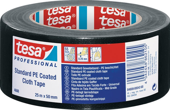 TESA fabric tape tesaband(R) Standard 4688 black ( 3000265407 )