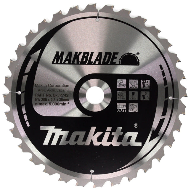Makita MAKBLADE Kreissägeblatt für Holz 305 x 2,3 x 30 mm 32 Zähne ( B-32742 ) für Kapp- und Gehrungssägen - Toolbrothers