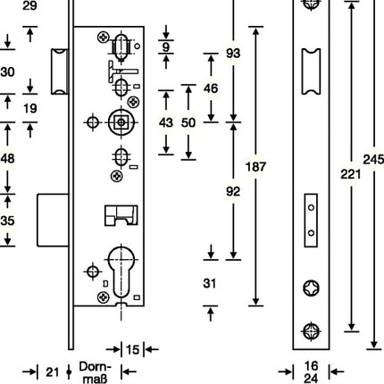 SSF Panic tubular frame mortise lock E DIN left / right ( 3324024275 )
