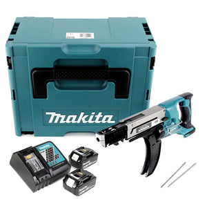 Makita DFR 750 RGJ Akku Magazinschrauber 18V 45-75mm + 2x Akku 6,0Ah + Ladegerät + Makpac