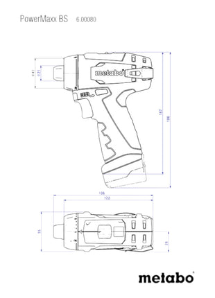 Metabo PowerMaxx BS Basic Perceuse-visseuse sans fil 12 V 34 Nm ( 600984500 ) + 2x batterie 2,0 Ah + chargeur + coffret