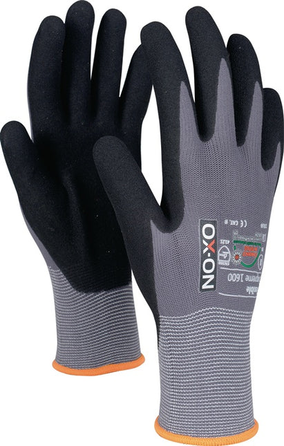 Guantes OX-ON Flexible Supreme 1600 talla 9 negro/gris claro ( 4000391365 )
