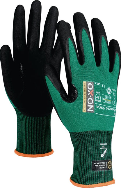 Guantes anticorte OX-ON Cut Advanced 9904 talla 8 negro/verde ( 4000391372 )
