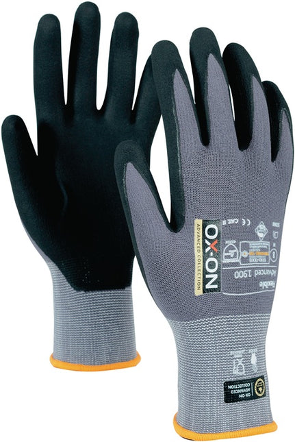 Guantes OX-ON Flexible Advanced 1900 talla 8 negro/gris claro ( 4000391379 )