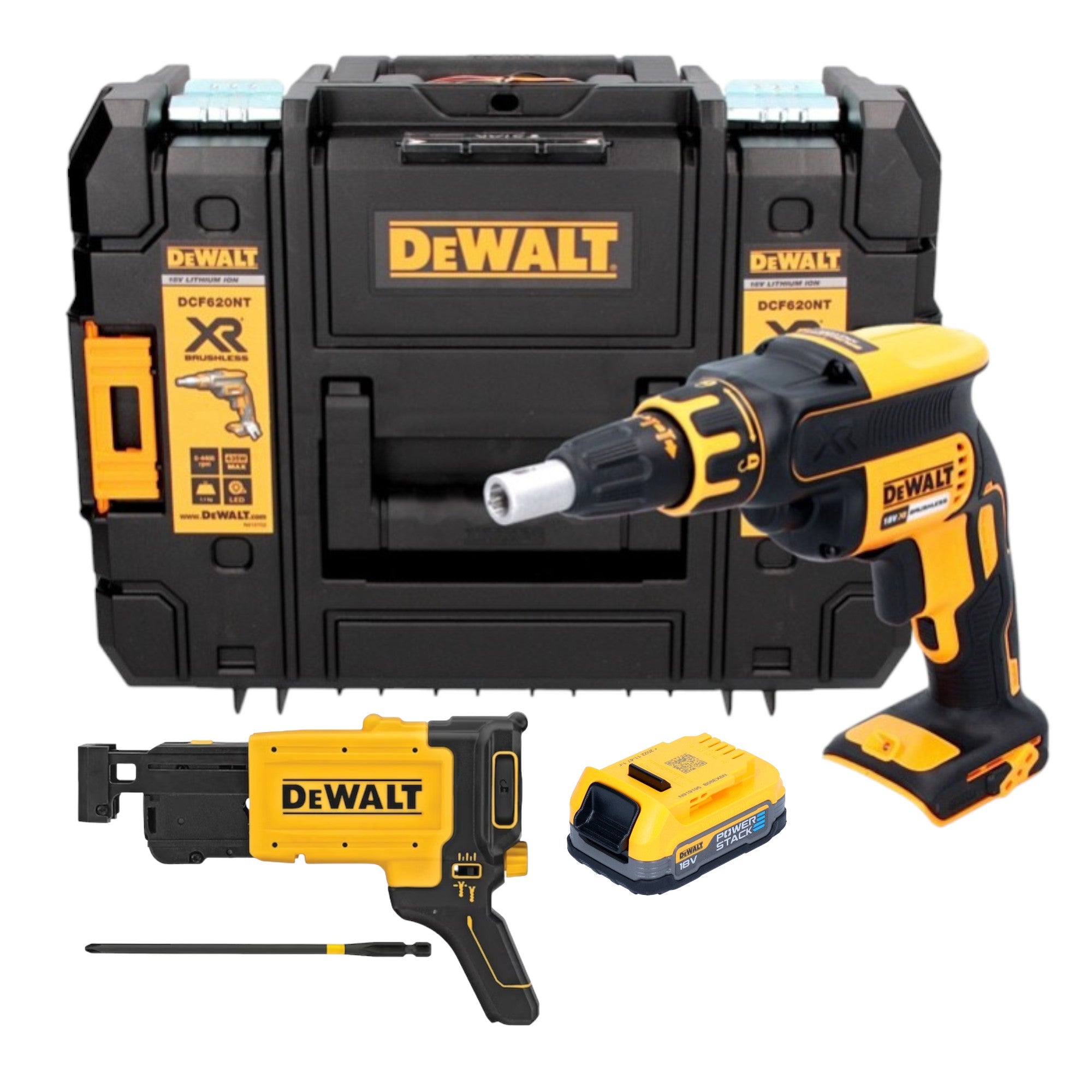 DeWalt DCF 620 NT Akku Trockenbauschrauber 18 V 30 Nm Brushless 1x Powerstack Akku 1 7 Ah TSTAK ohne Ladegeraet 0 - toolbrothers