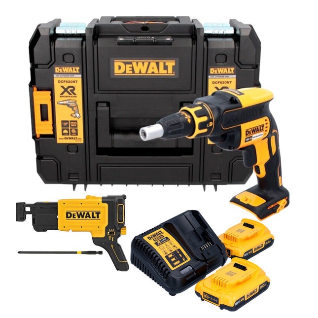 DeWalt DCF 620 D2T atornillador en seco sin cable 18 V 30 Nm sin escobillas + 2x batería recargable 2,0 Ah + cargador + TSTAK