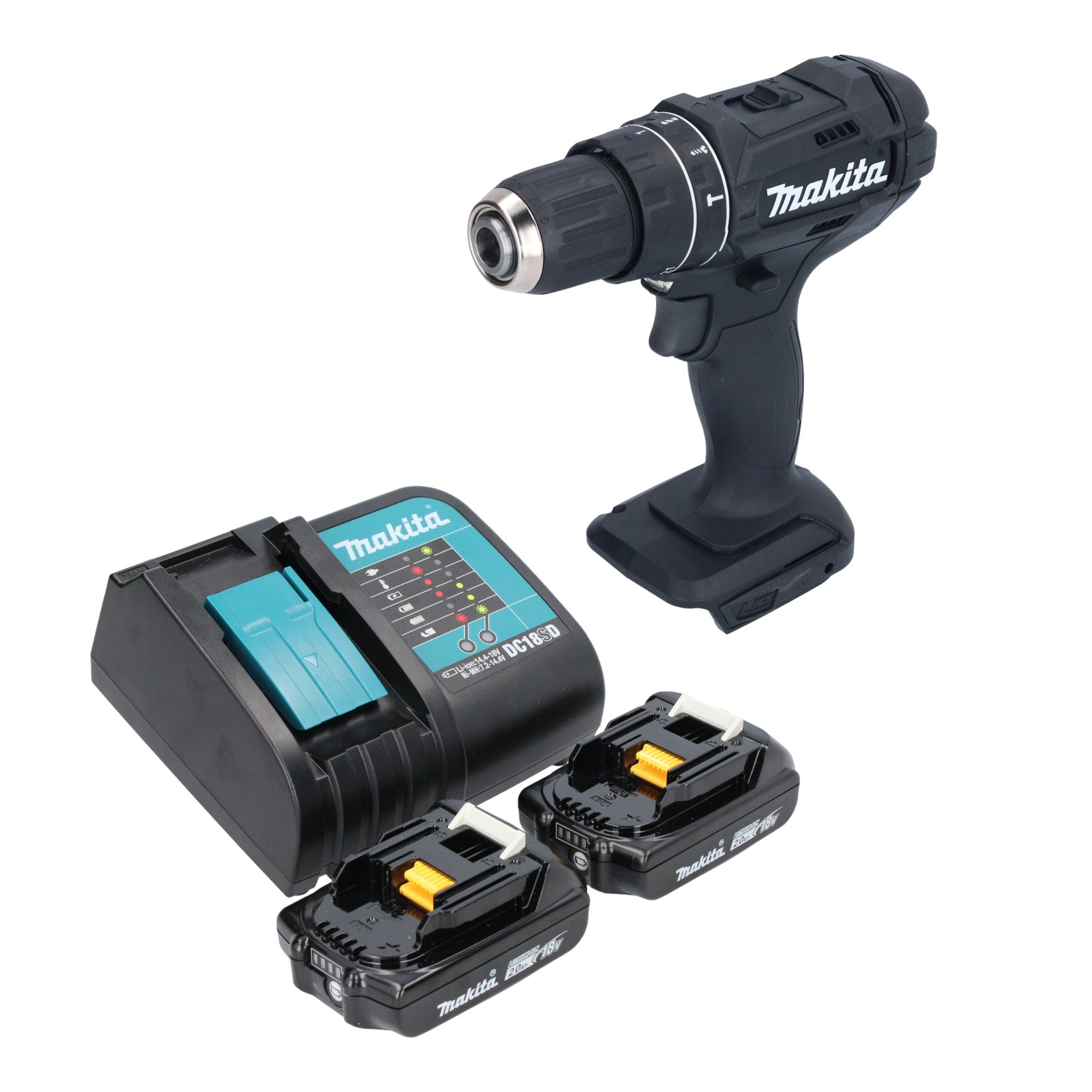 Makita DHP 482 SAB Akku Schlagbohrschrauber 18 V 62 Nm Schwarz 2x Akku 2 0 Ah Ladegeraet 0 - toolbrothers