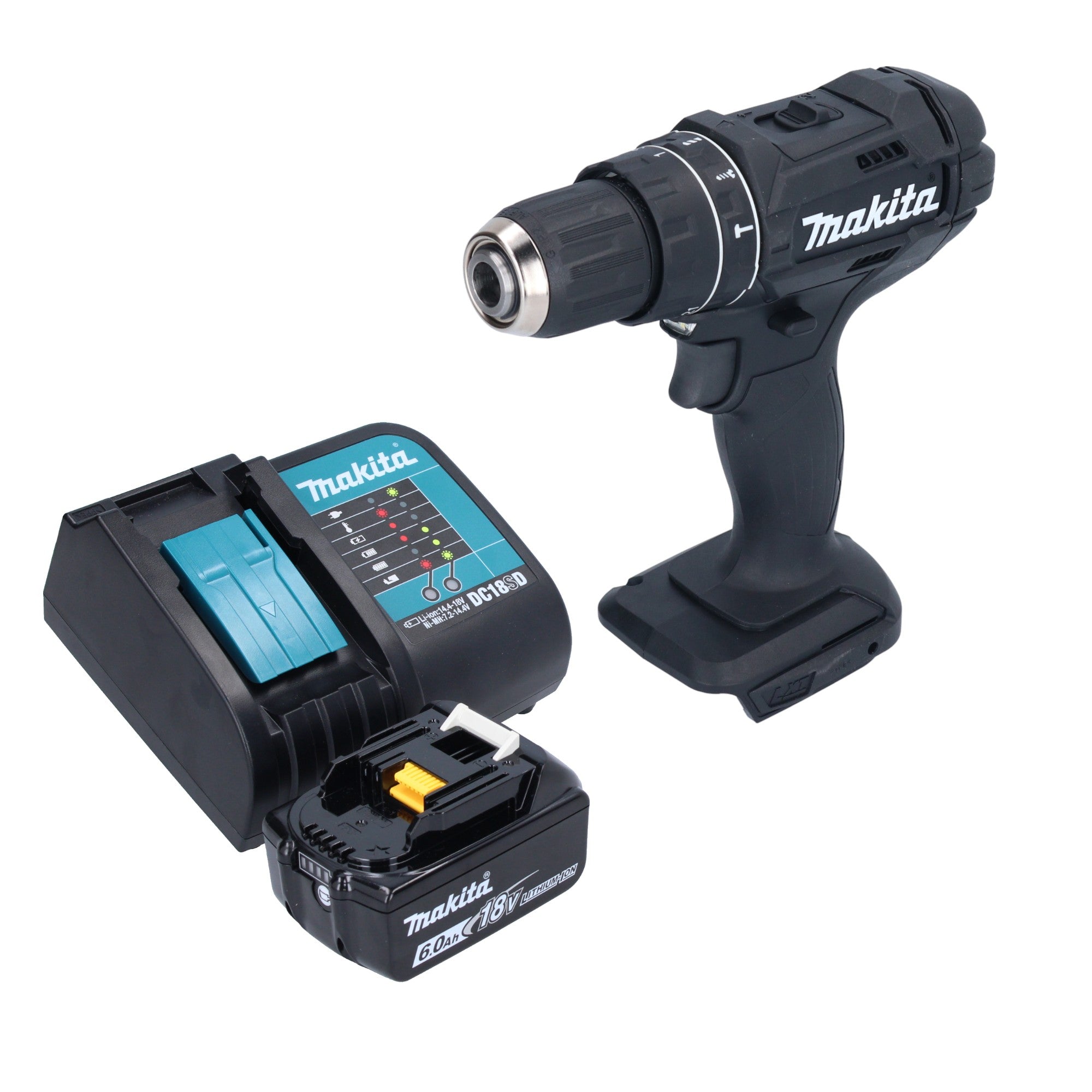 Makita DHP 482 SG1B Akku Schlagbohrschrauber 18 V 62 Nm Schwarz 1x Akku 6 0 Ah Ladegeraet 0 - toolbrothers