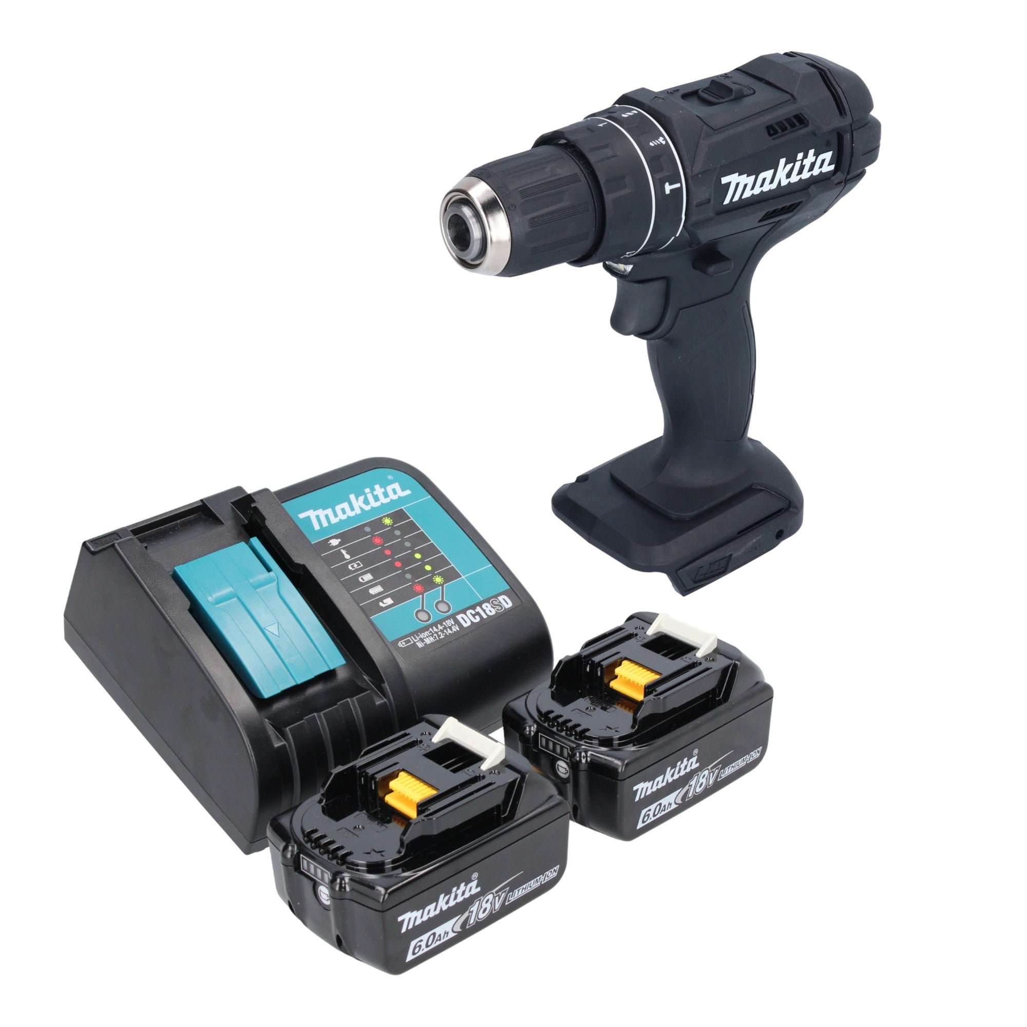 Makita DHP 482 SGB Akku Schlagbohrschrauber 18 V 62 Nm Schwarz 2x Akku 6 0 Ah Ladegeraet 0 - toolbrothers