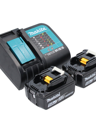 Makita DHP 482 STJB taladro percutor inalámbrico 18 V 62 Nm negro + 2x baterías 5,0 Ah + cargador + Makpac