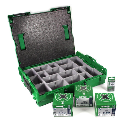 SPAX Montagekoffer Sortimo L-Boxx Aufbewahrungskoffer für Schrauben + 505 tlg. Zubehör-Set mit Senkmultikopfschrauben, Bits T-STAR plus - Toolbrothers